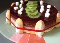 Gâteau mousse framboise, mousse chocolat, miroir framboise (Valérie Cuisine)